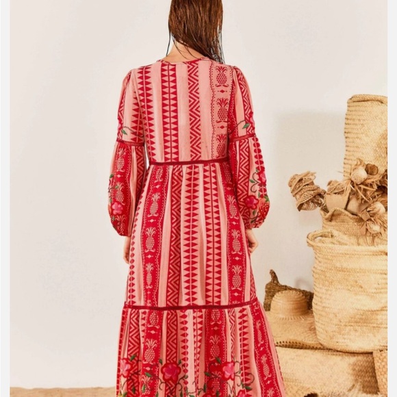 NWT FARM Rio Red and Pink Floral Long-Sleeve Maxi Dress - Picture 11 of 11
